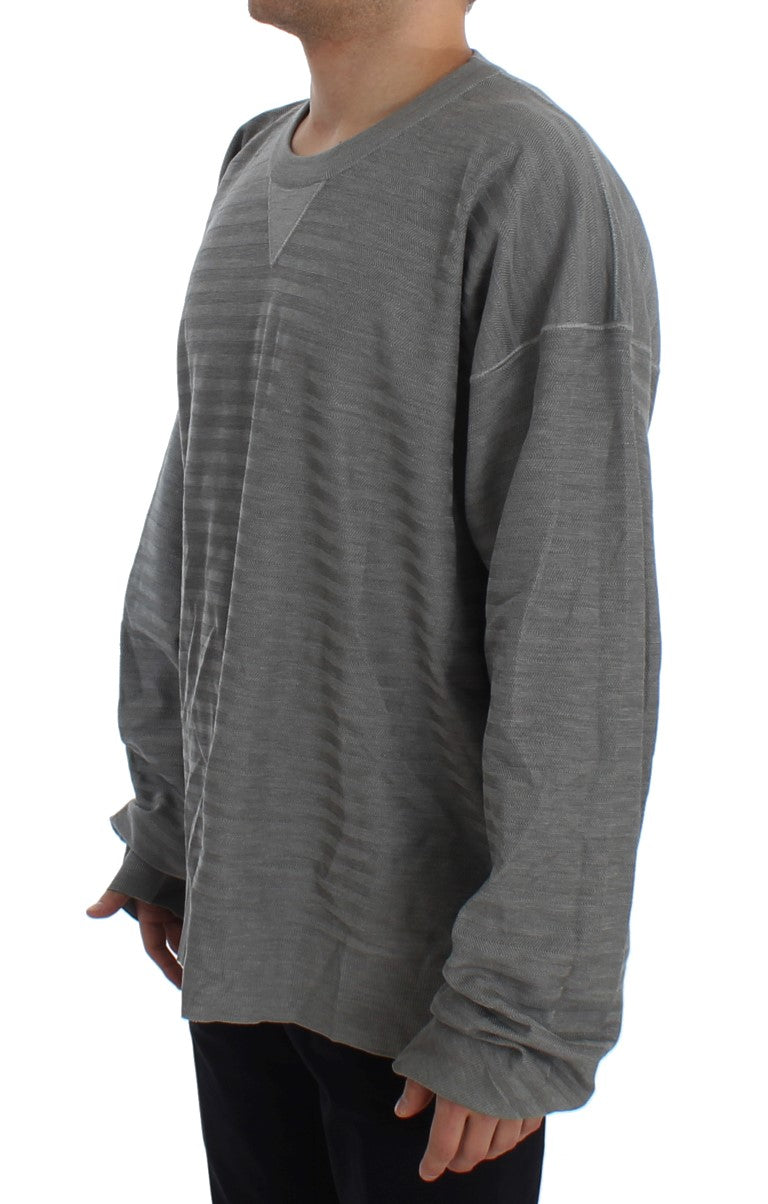 Pull en soie à col rond gris Dolce & Gabbana