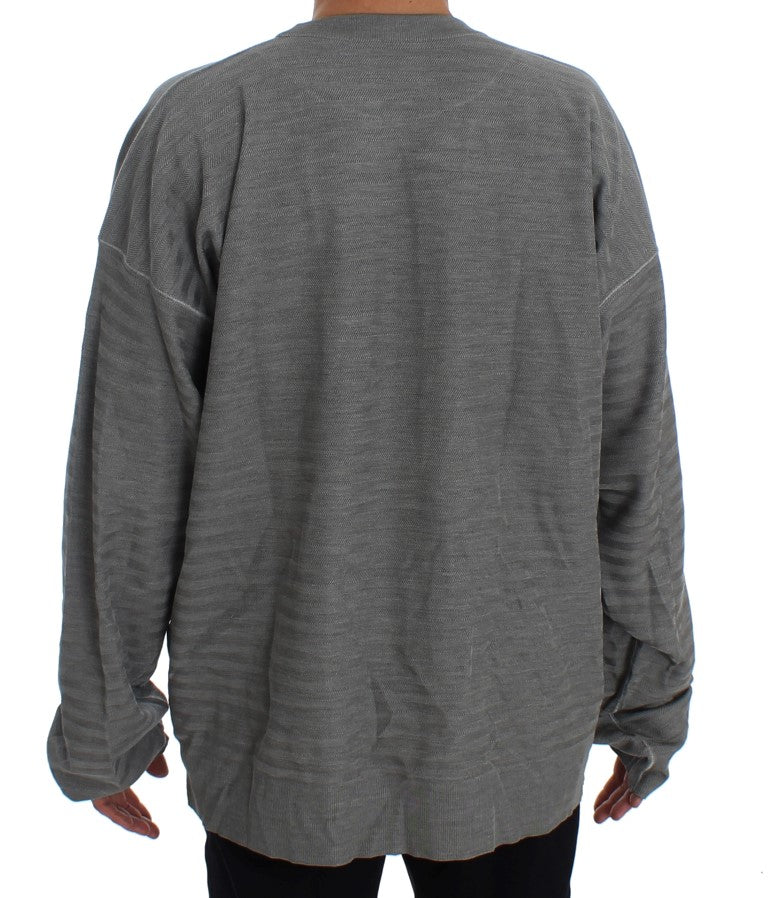 Pull en soie à col rond gris Dolce & Gabbana