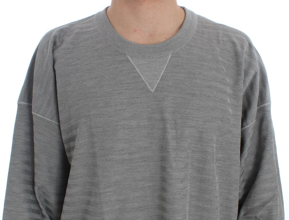 Pull en soie à col rond gris Dolce & Gabbana
