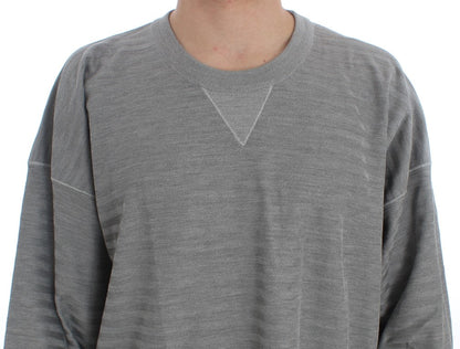 Pull en soie à col rond gris Dolce & Gabbana