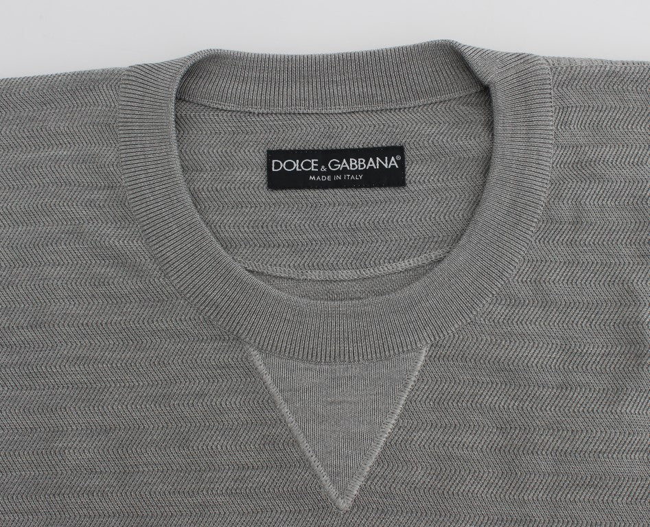 Pull en soie à col rond gris Dolce & Gabbana