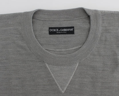 Pull en soie à col rond gris Dolce & Gabbana