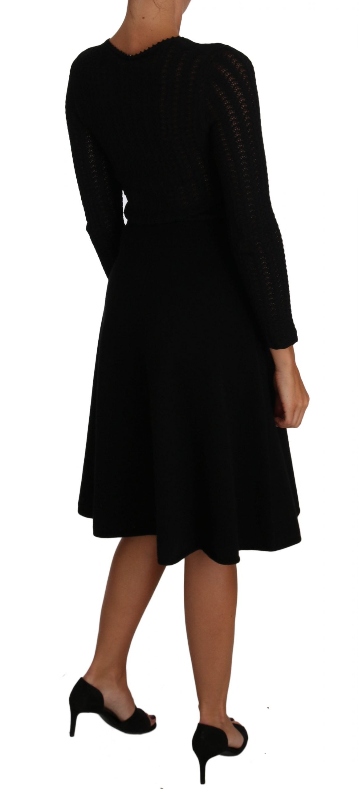 Robe fourreau Dolce & Gabbana en maille de laine noire à manches longues