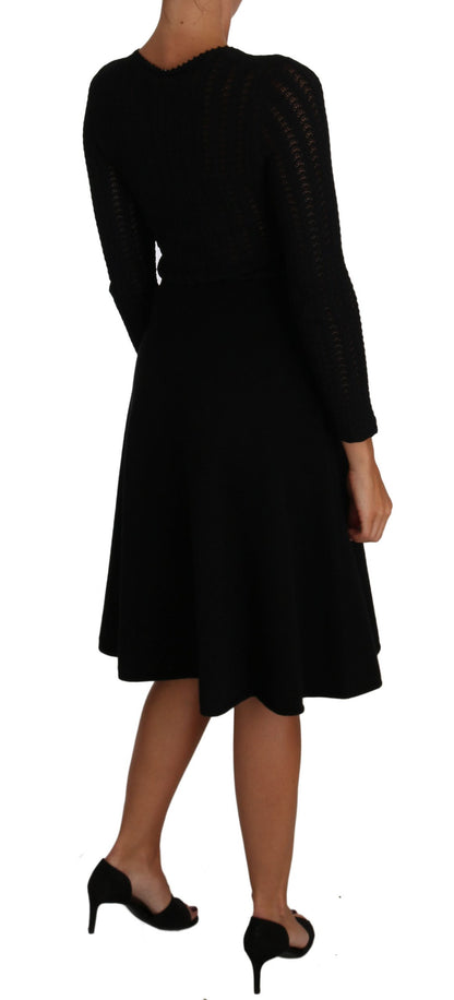 Robe fourreau Dolce & Gabbana en maille de laine noire à manches longues