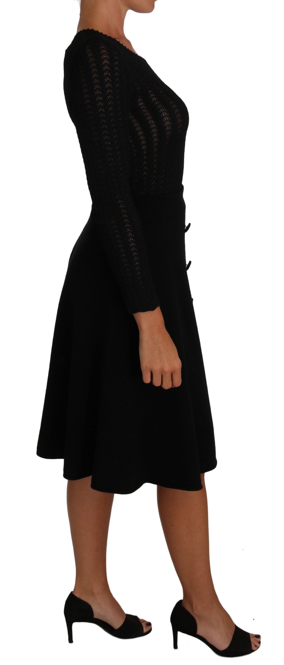 Robe fourreau Dolce & Gabbana en maille de laine noire à manches longues
