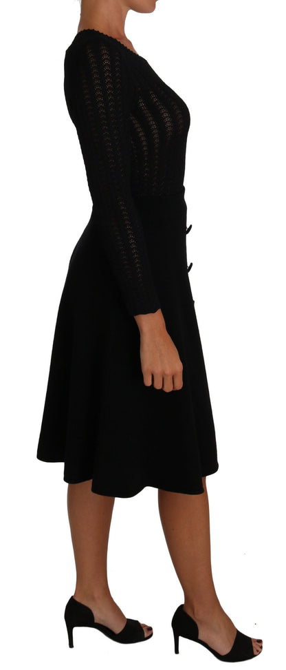 Robe fourreau Dolce & Gabbana en maille de laine noire à manches longues