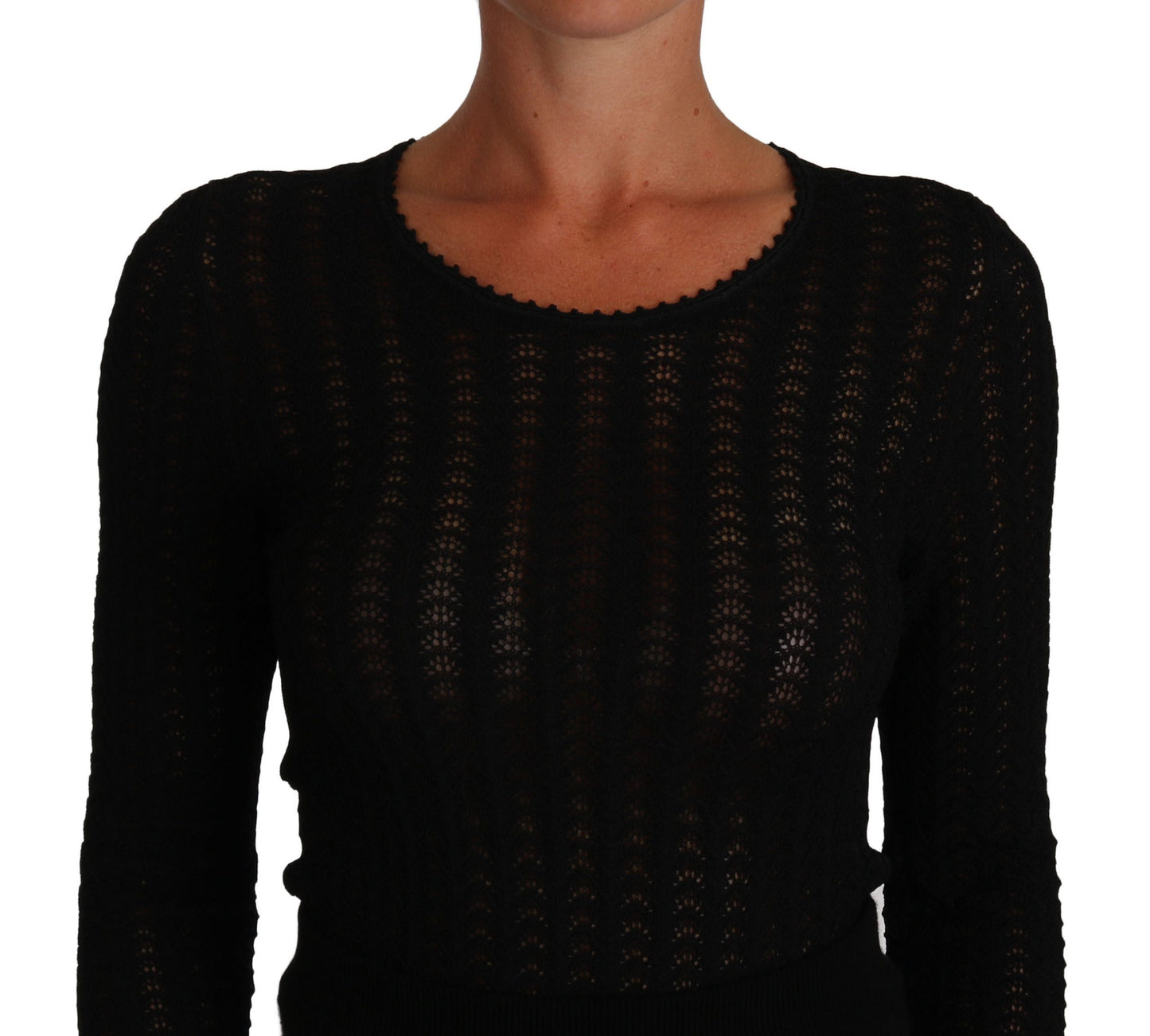 Robe fourreau Dolce & Gabbana en maille de laine noire à manches longues