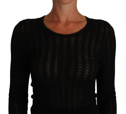 Robe fourreau Dolce & Gabbana en maille de laine noire à manches longues