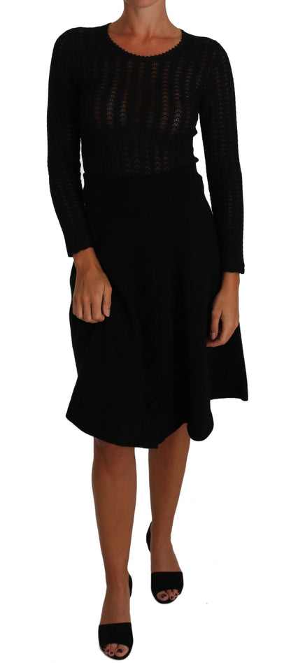 Robe fourreau Dolce & Gabbana en maille de laine noire à manches longues