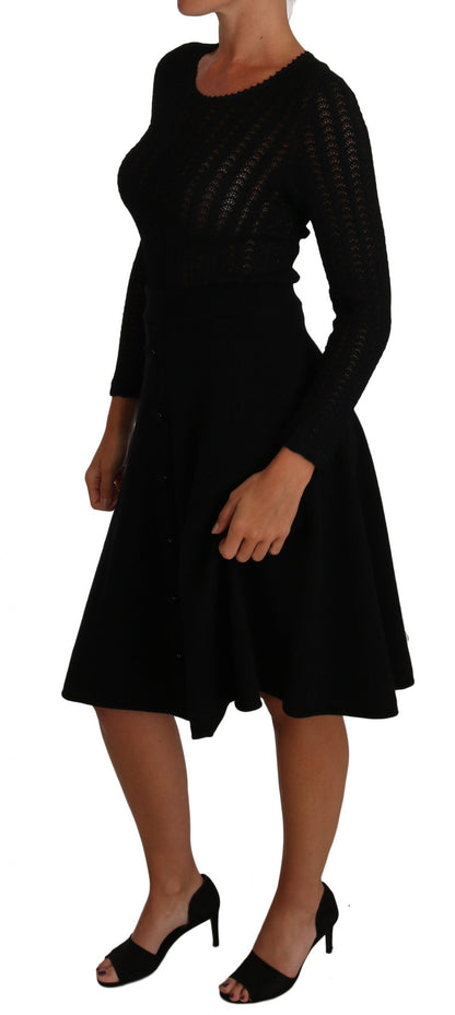 Robe fourreau Dolce & Gabbana en maille de laine noire à manches longues