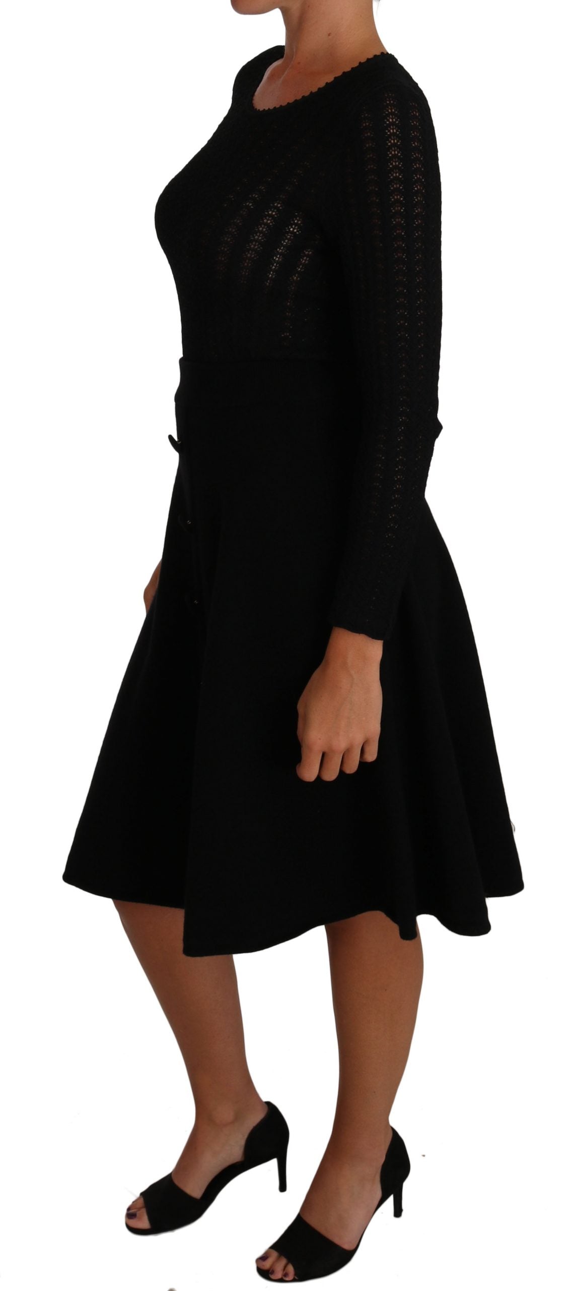 Robe fourreau Dolce & Gabbana en maille de laine noire à manches longues