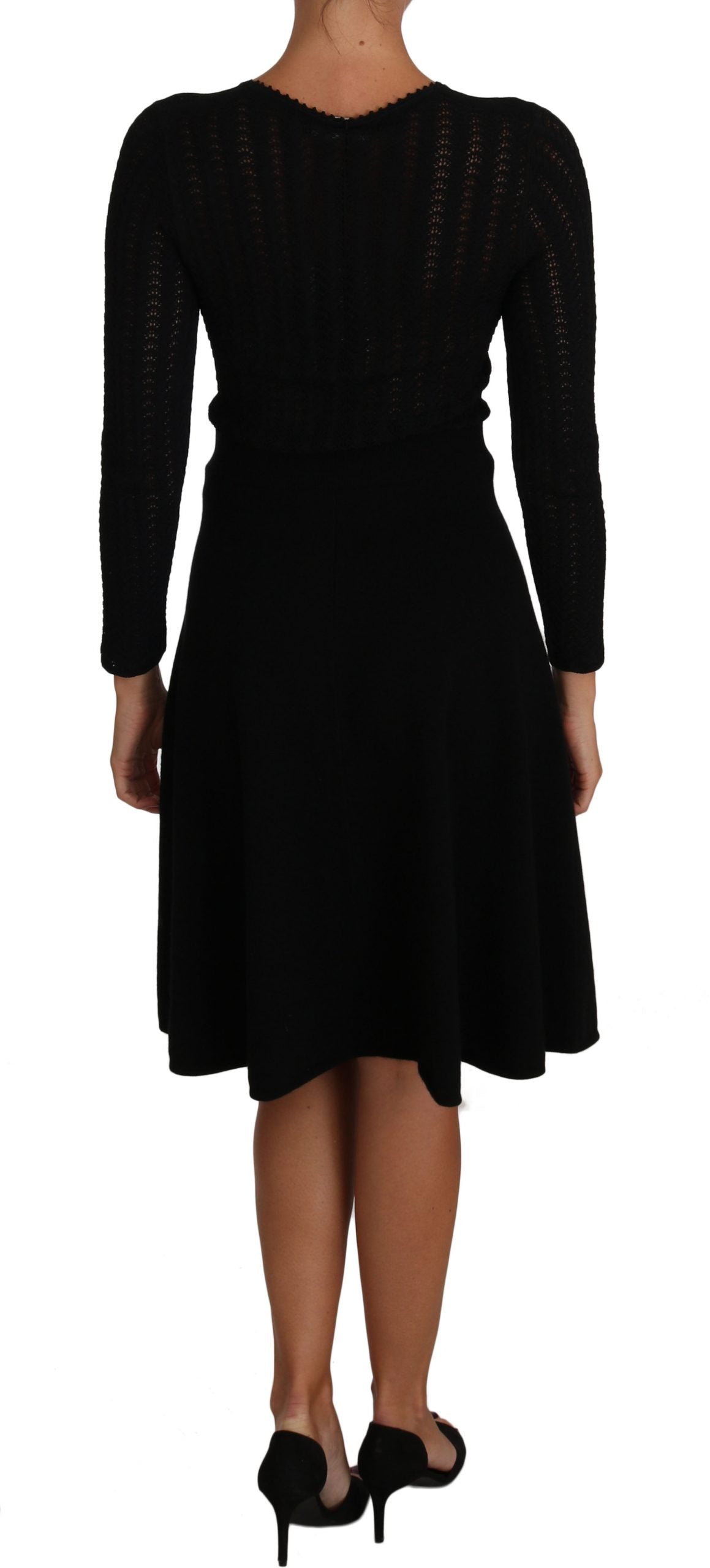 Robe fourreau Dolce & Gabbana en maille de laine noire à manches longues