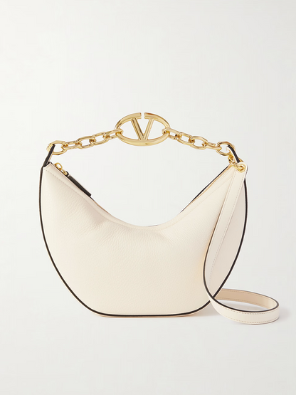Sac à bandoulière Valentino Garavani petit hobo en cuir ivoire Vlogo