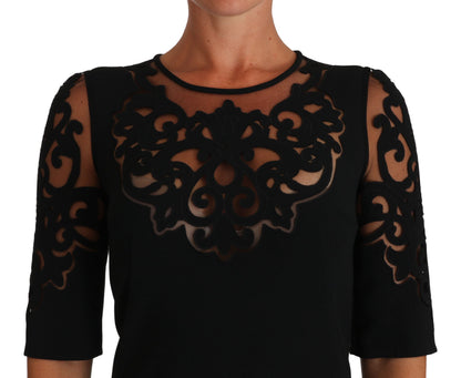 Robe de cocktail Dolce & Gabbana noire à motif floral découpé