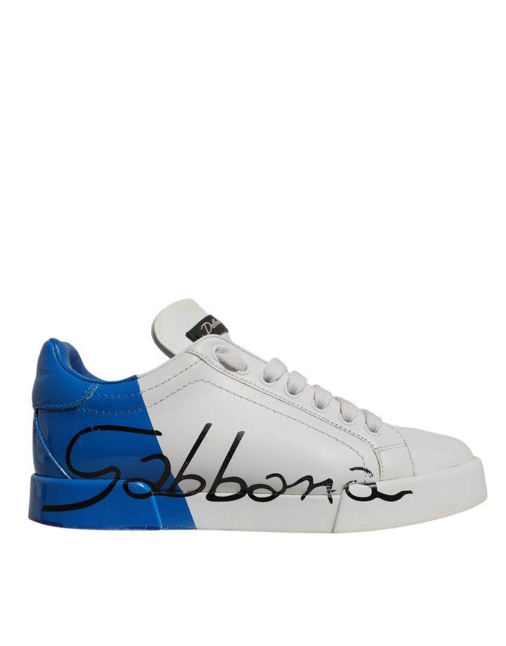 Zapatillas Dolce & Gabbana blancas y azules con logotipo Portofino