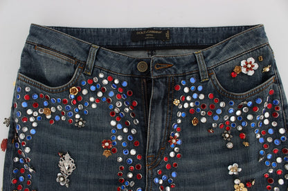 Jeans Dolce & Gabbana ornés de cœurs et de roses en cristal