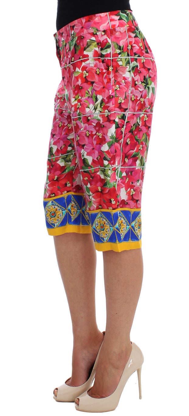 Pantalones Capri Cortos Multicolor con Estampado Floral Dolce & Gabbana