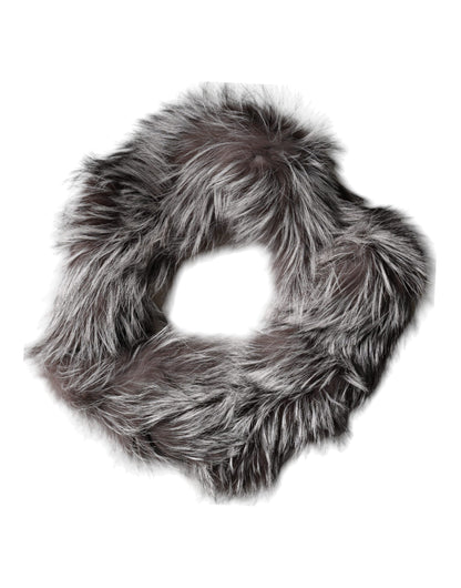 Écharpe d'hiver cache-cou en fourrure de renard grise Dolce & Gabbana