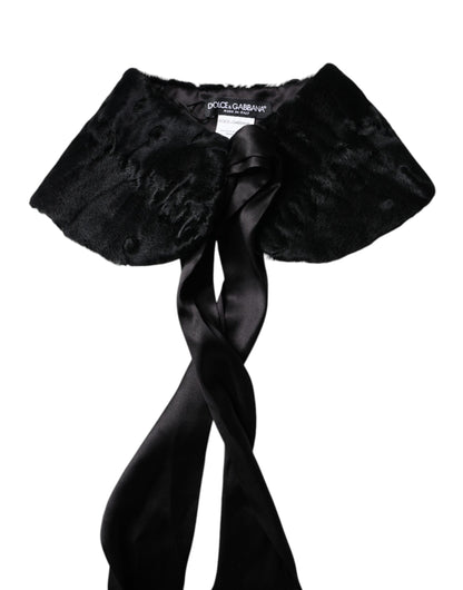 Cache-col d'hiver Dolce & Gabbana en fourrure d'agneau noire pour femme