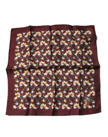 Foulard carré en soie bordeaux oranges Dolce & Gabbana