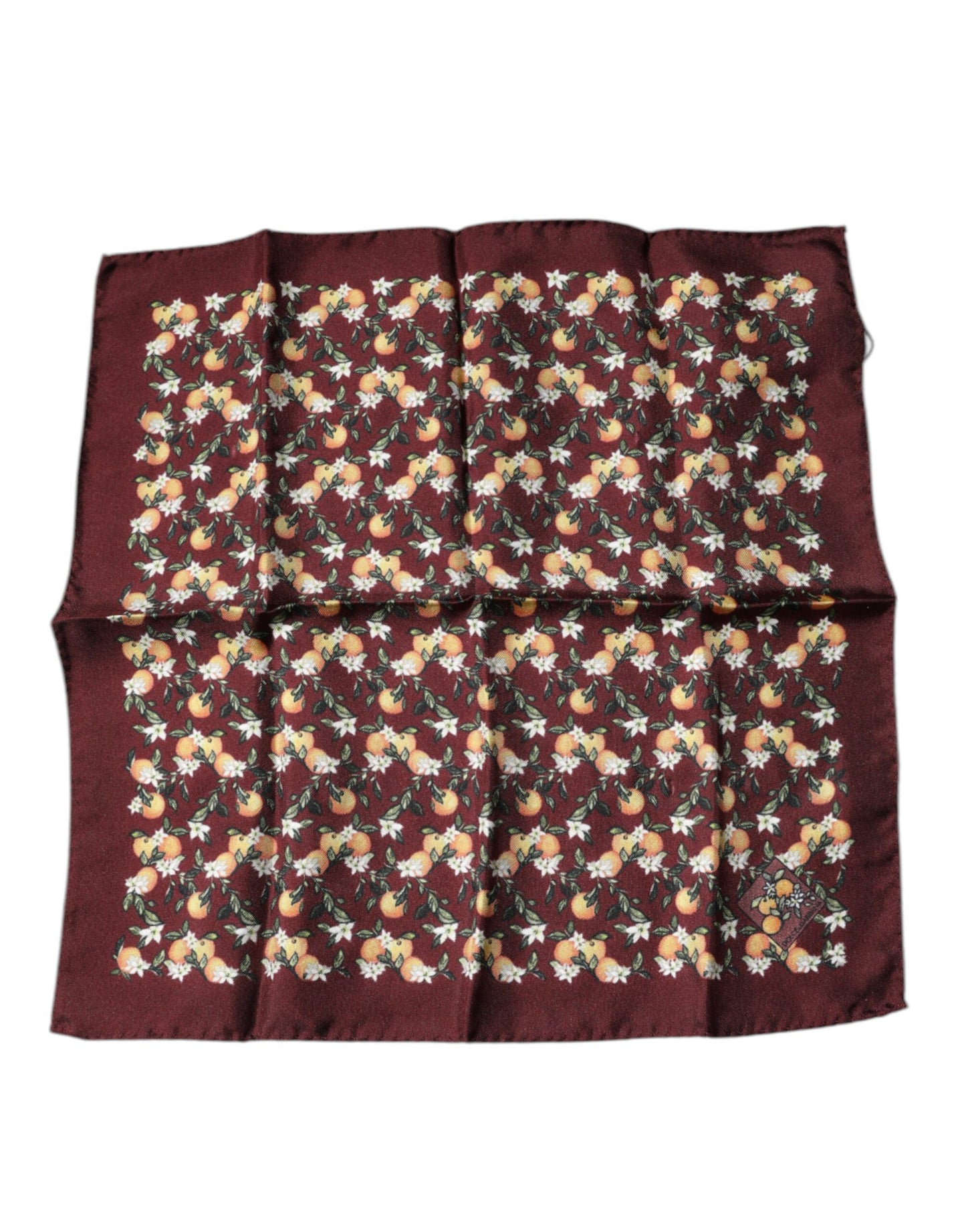 Foulard carré en soie bordeaux oranges Dolce & Gabbana