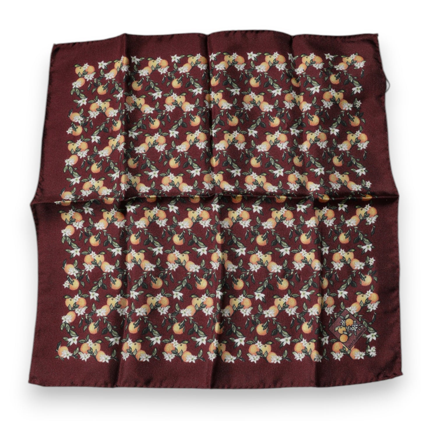 Foulard carré en soie bordeaux oranges Dolce & Gabbana