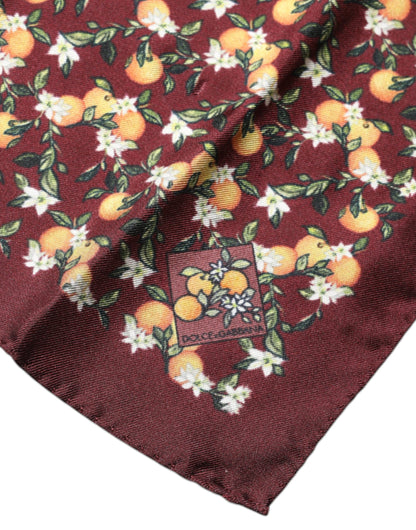 Foulard carré en soie bordeaux oranges Dolce & Gabbana