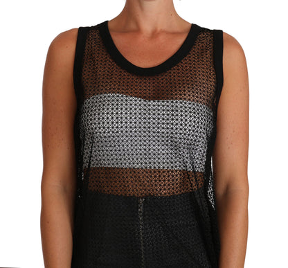 Dolce & Gabbana Chemisier Transparent en Résille Noire T-shirt
