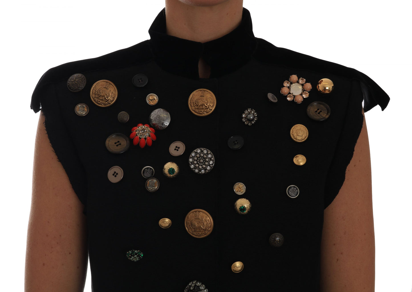 Veste sans manches militaire noire Dolce & Gabbana ornée de motifs floraux