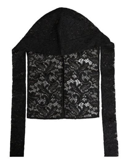 Gorro Envolvente de Encaje Floral Negro Dolce & Gabbana