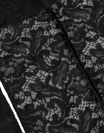 Gorro Envolvente de Encaje Floral Negro Dolce & Gabbana