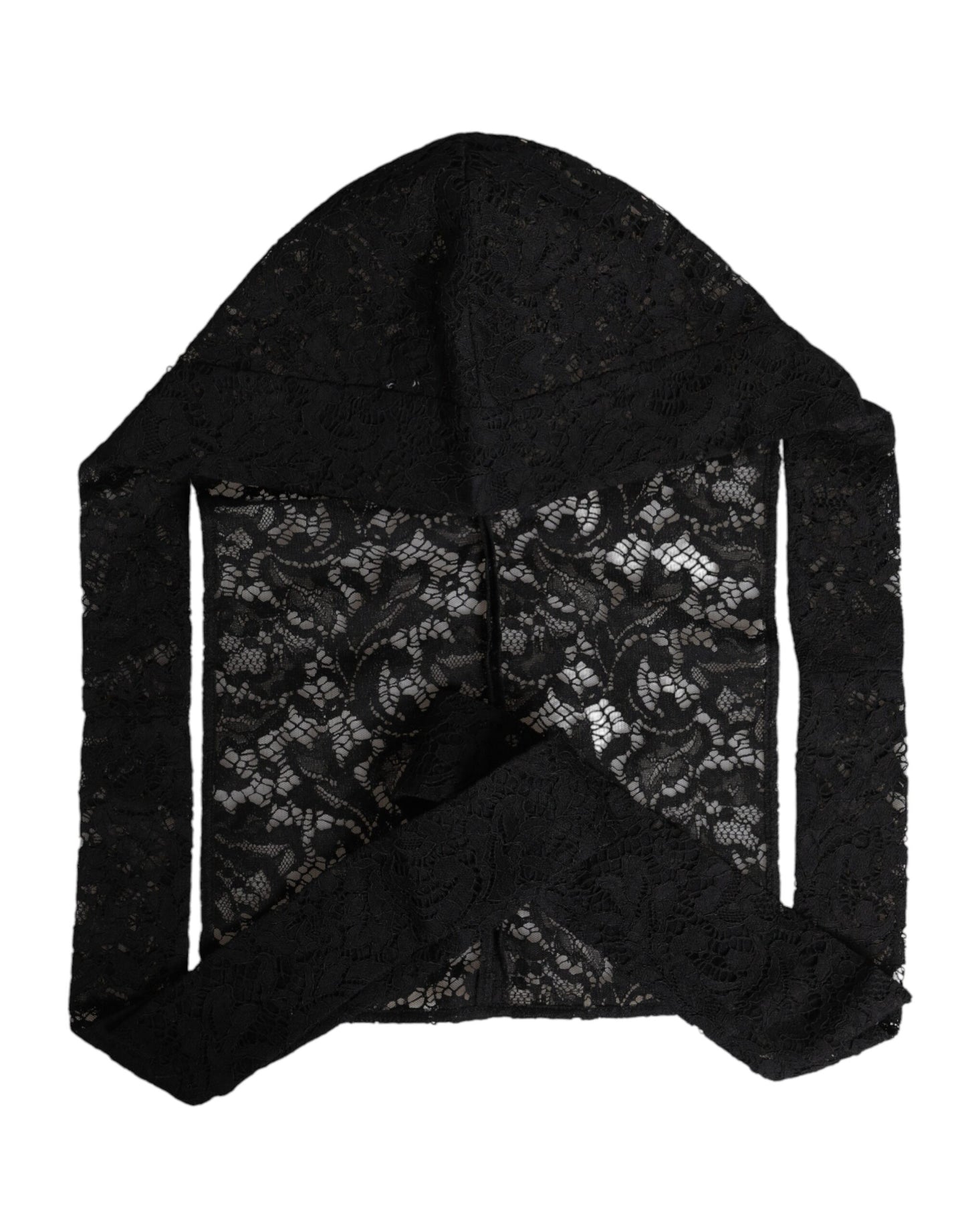 Gorro Envolvente de Encaje Floral Negro Dolce & Gabbana