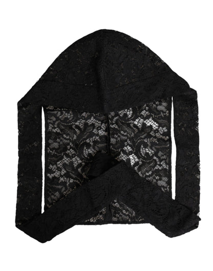 Gorro Envolvente de Encaje Floral Negro Dolce & Gabbana