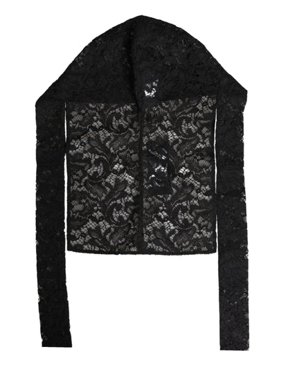 Gorro Envolvente de Encaje Floral Negro Dolce & Gabbana