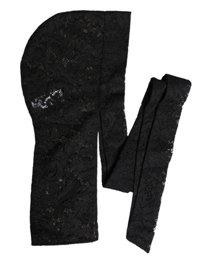 Gorro Envolvente de Encaje Floral Negro Dolce & Gabbana