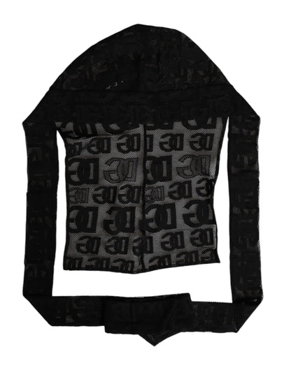 Gorro tipo turbante de malla negra con logo de Dolce & Gabbana
