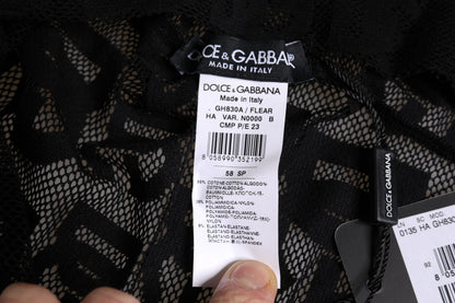 Gorro tipo turbante de malla negra con logo de Dolce & Gabbana