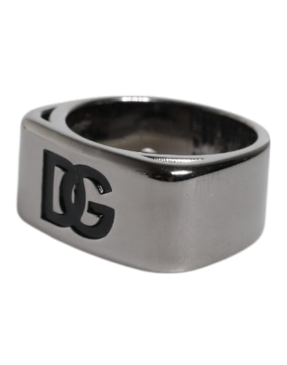 Bague Dolce & Gabbana en laiton argenté avec logo DG