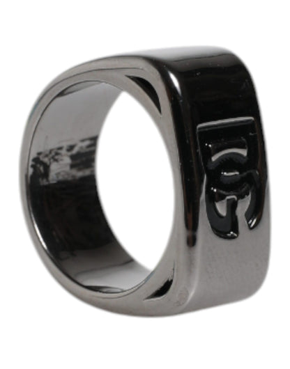 Bague Dolce & Gabbana en laiton argenté avec logo DG