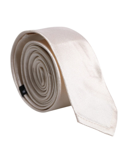 Cravate en Soie Unie Blanche Réglable Dolce & Gabbana
