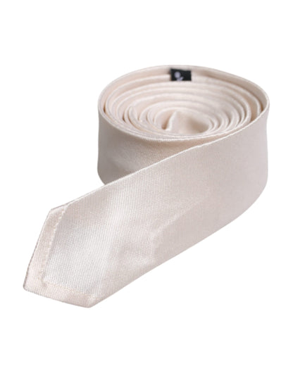 Cravate en Soie Unie Blanche Réglable Dolce & Gabbana
