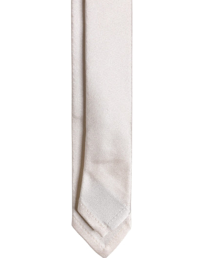 Cravate en Soie Unie Blanche Réglable Dolce & Gabbana