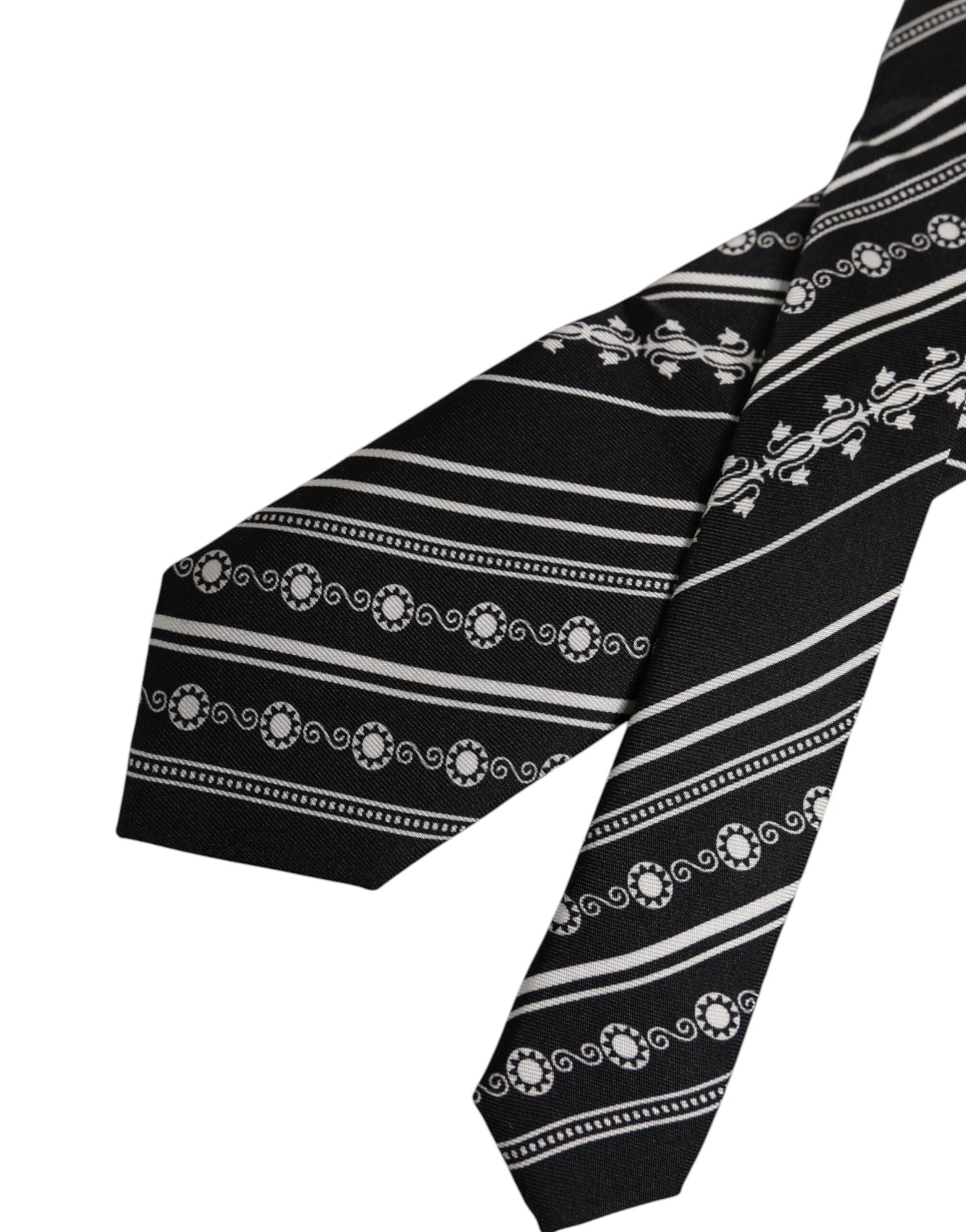 Cravate en soie rayée noire et blanche réglable Dolce & Gabbana