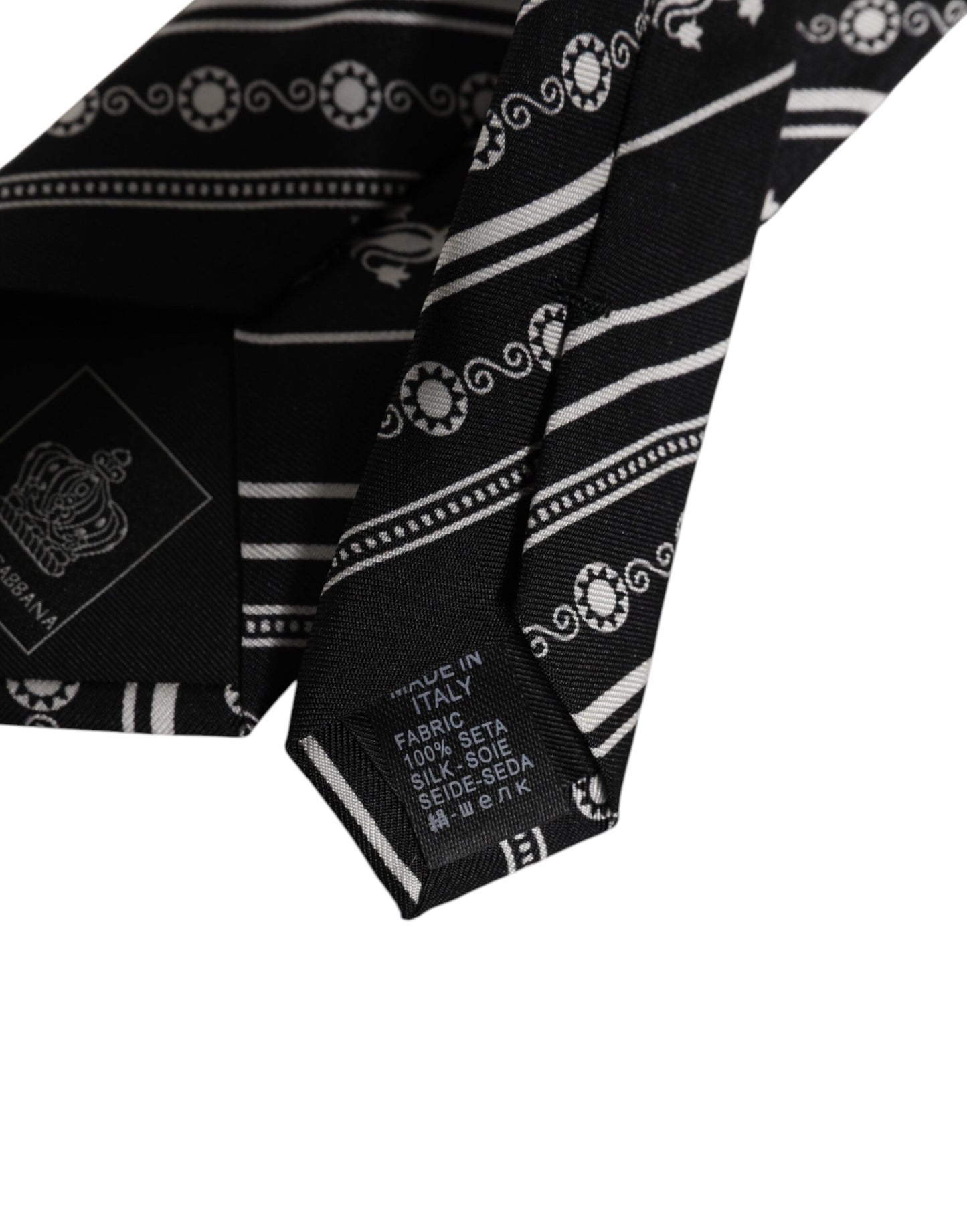 Cravate en soie rayée noire et blanche réglable Dolce & Gabbana