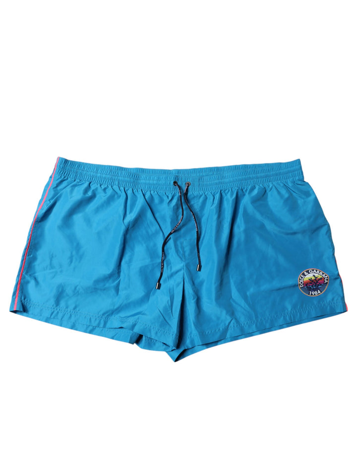 Pantalones cortos de baño de 2 piezas Dolce & Gabbana con logo turquesa