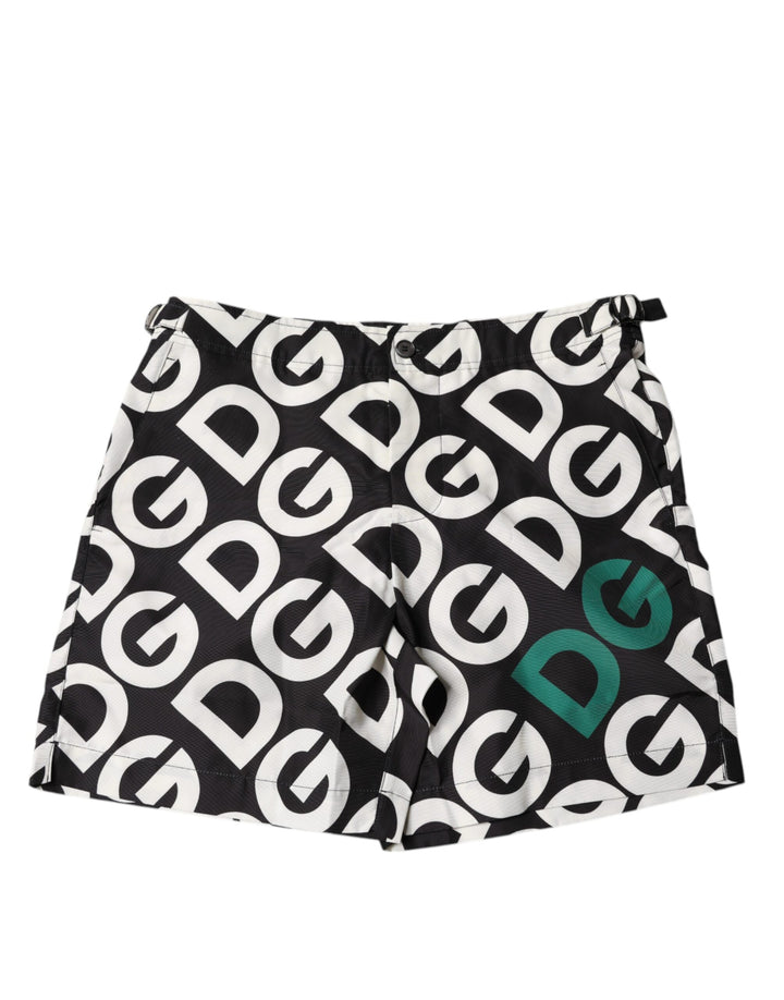 Dolce & Gabbana Shorts de Baño Logo Blanco y Negro