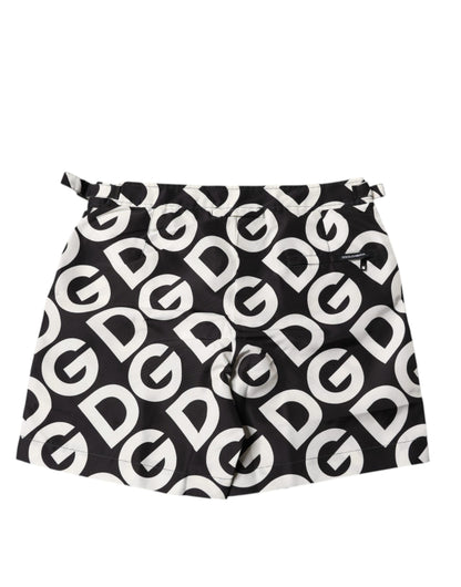Dolce & Gabbana Black White Logo Beachwear Shorts Swimwear