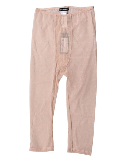 Dolce & Gabbana Ropa interior de encaje con logo beige, mallas cortas