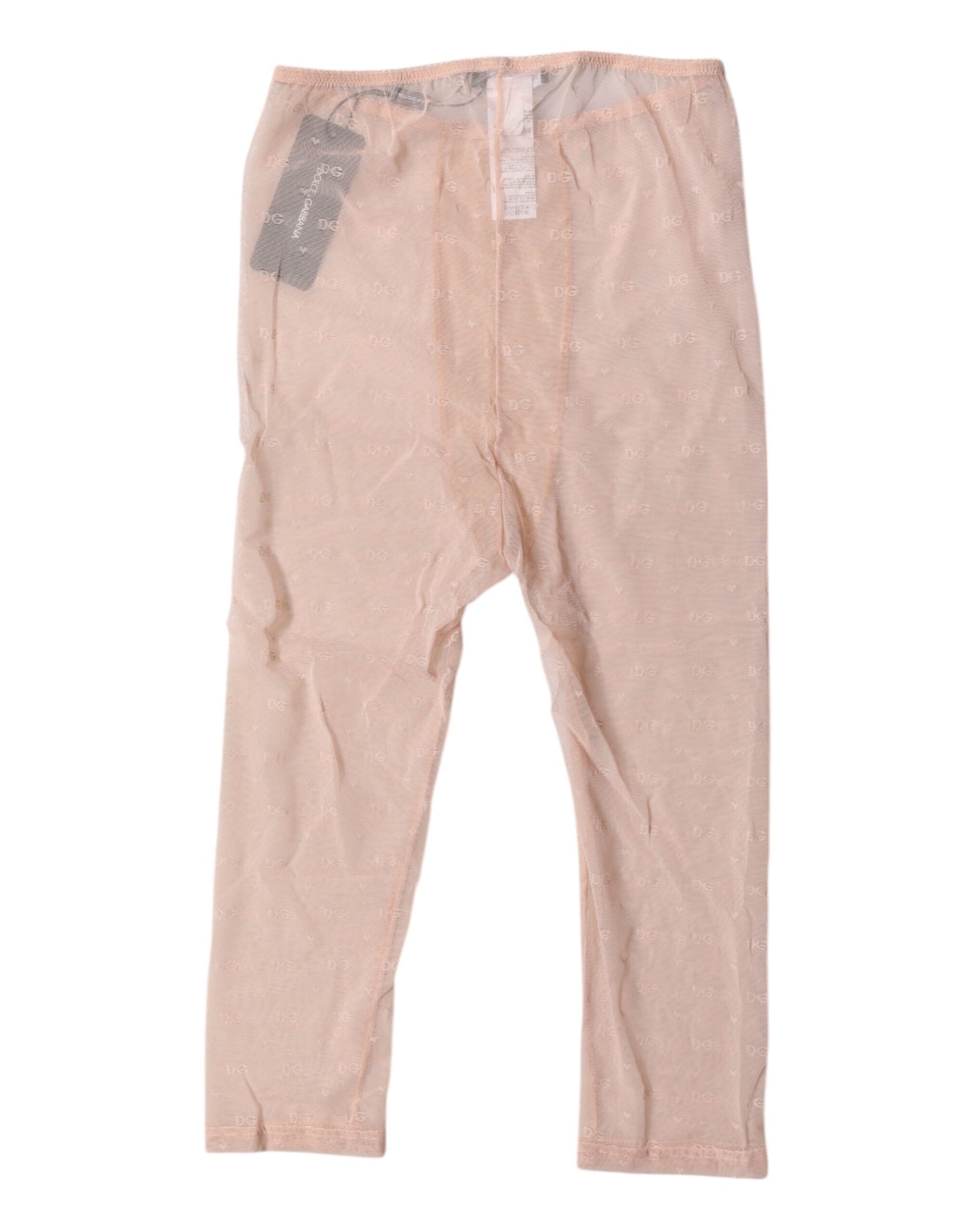 Dolce & Gabbana Ropa interior de encaje con logo beige, mallas cortas