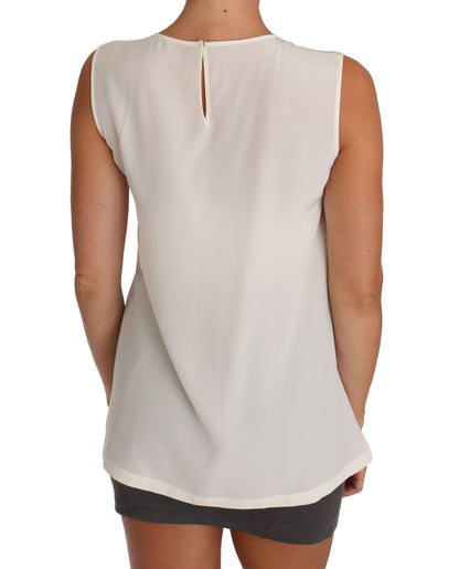 T-shirt féérique Dolce & Gabbana en soie blanche orné de cristaux et de sequins